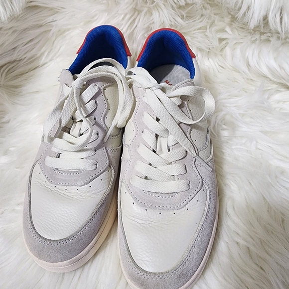 Soludos Shoes - Soludos White and Blue Leather Sneakers